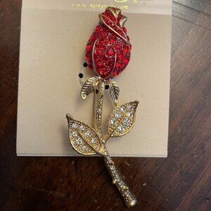 Kirk's Folly Rose Lapel Pin with rhinestones